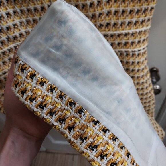 MAJE Yellow Gold Rill Metallic Cotton Tweed Mini Dress - Picture 9 of 11